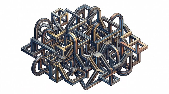 3D maze structure with interconnected paths