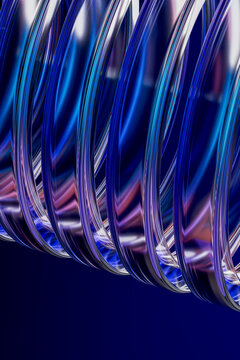 3D glass ribbon texture with blue reflective strand