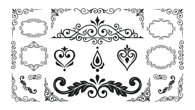 Decorative vintage elements and ornaments for design and page decoration.