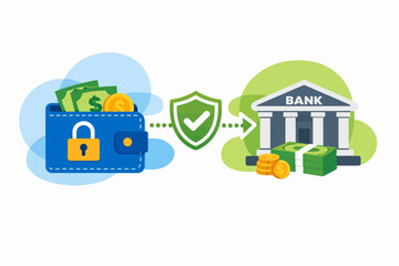 Naklejka premium Secure Money Transfer and Digital Banking Payment Security Concept