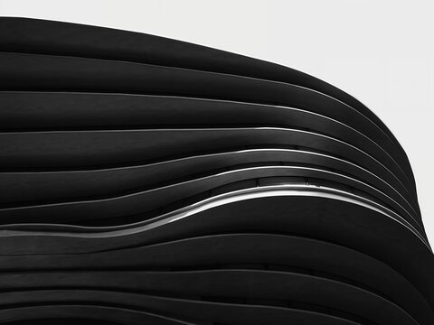 Curve pattern Modern building facade Architecture details Abstract background Black and white