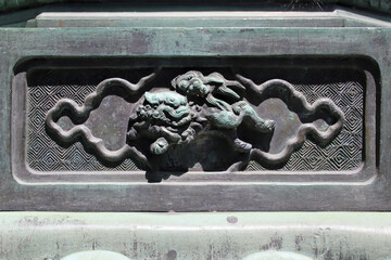 sculpetd lantern in a buddhist and funerary complex (tosho-gu) in nikko in japan  © frdric
