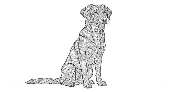 Detailed labrador dog zentangle coloring page illustration