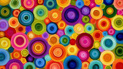 Fototapeta premium Bright, random circles fill the abstract graphic.