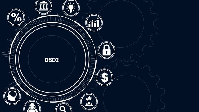 Digital Technology Interface with DS D2 Text and Business Icons DSD2 data