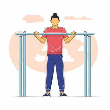 Man Exercising on Parallel Bars