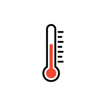 Thermometer icon showing high temperature measurement with a red indicator