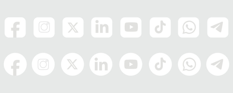 Social media icons on gray background