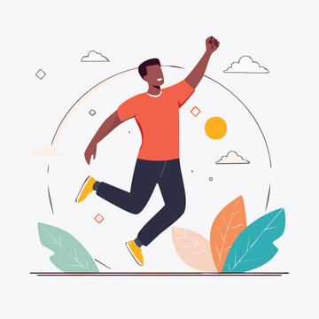 Man Jumping for Joy with Fist Pump