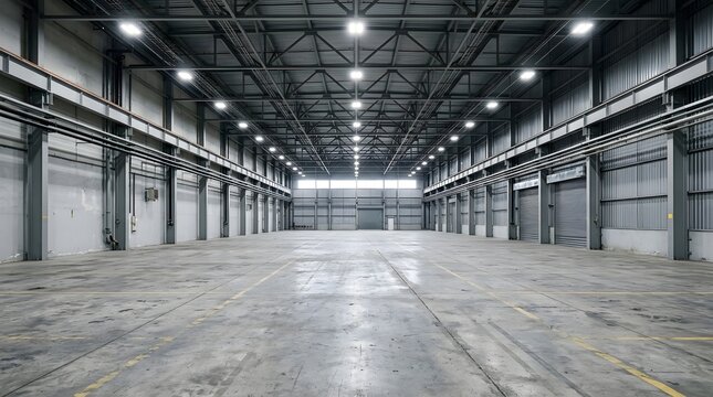Empty Warehouse Interior Modern Industrial Building