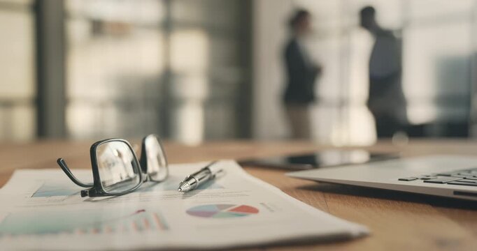 Financial and business document on table in the office