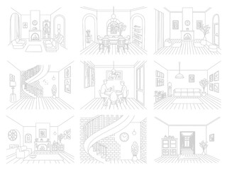 Obraz premium Collection of various room floor plans and layouts
