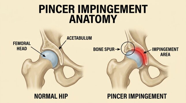 Understanding Pincer Impingement Anatomy: Normal Hip vs. Affected Hip
