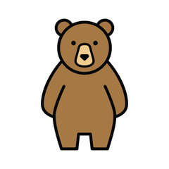 Obraz premium Flat design vector of a brown bear, minimalist animal illustration for nature and wildlife themes.