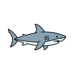 Fototapeta premium Flat design icon of a predatory shark, minimalist sea animal illustration for nature themes.