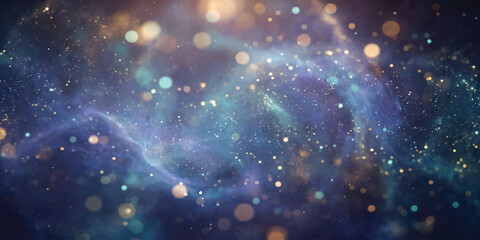 Abstract space background with stars galaxies nebula planets and glowing cosmic universe wallpaper © jubayer