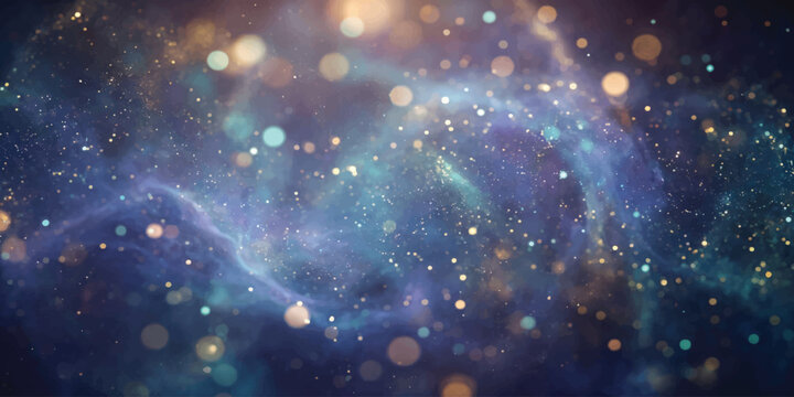 Abstract space background with stars galaxies nebula planets and glowing cosmic universe wallpaper