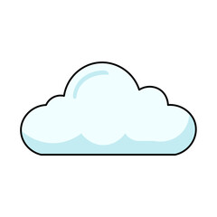 Obraz premium Minimalist White Cloud with Blue Shadow and Black Outline