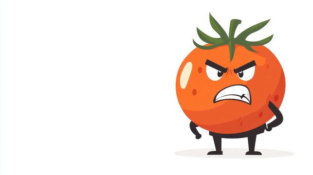 Cartoon tomato with angry expression. Use Stock photo