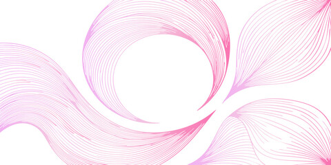 An elegant abstract pink and purple floral pattern backdrop featuring wavy lines and a decorative border frame makes a beautiful vector illustration wallpaper for a spring greeting card © Kaosar