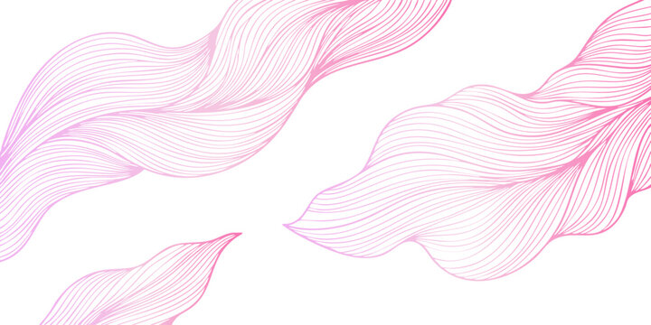 Abstract pink background featuring a colorful wave of smoke, curved lines, and vector illustration shapes that create a soft backdrop texture reminiscent of a feather or flower in motion