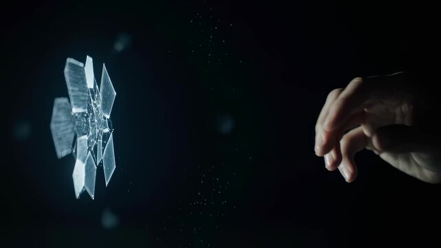 Human And AI Connection Breaking Into Digital Particles