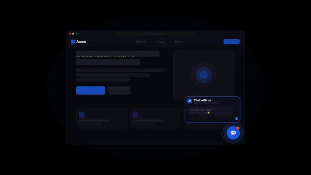 Website interface with live chat support for customer assistance. Perfect for technology, customer service, and online business concepts.