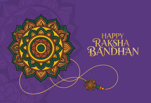 Happy Raksha Bandhan Festival Illustration with Traditional Indian Mandala Design