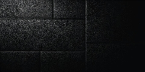 Fototapeta premium Luxury Black Quilted Leather Texture Background with Premium Padded Square Panels and Elegant Upholstery Pattern