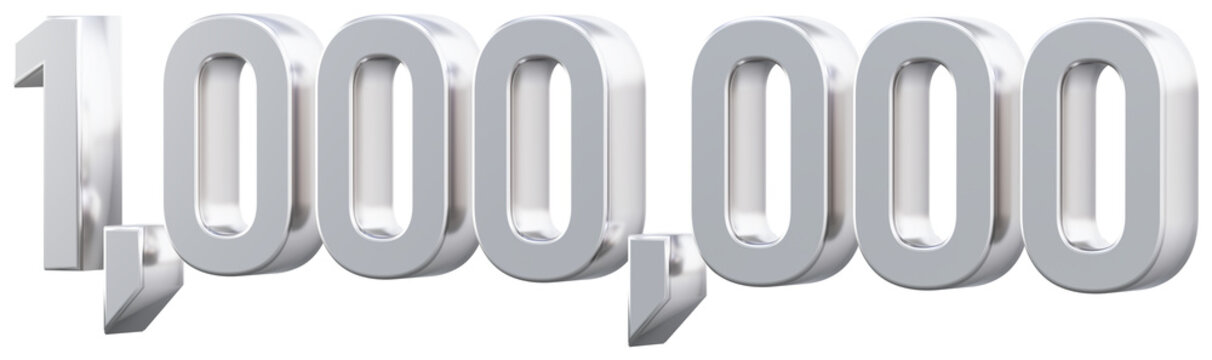 Shiny metallic 3D number 1,000,000 render