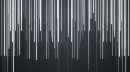 Obraz premium Abstract High-Tech Background with Glowing White Vertical Lines Falling Over Dark Gray Surface, Digital Data Stream Visualization Concept
