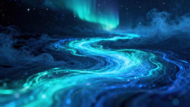 Abstract cosmic swirl with aurora