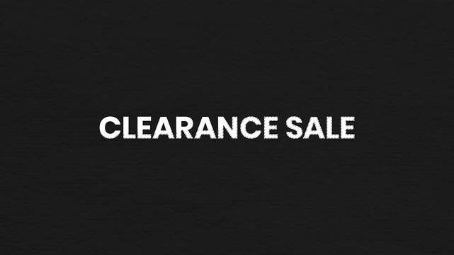 Clearance Sale Vintage Text Animation 4K Discount Promotion Visual for Retail Liquidation and Shopping Campaigns