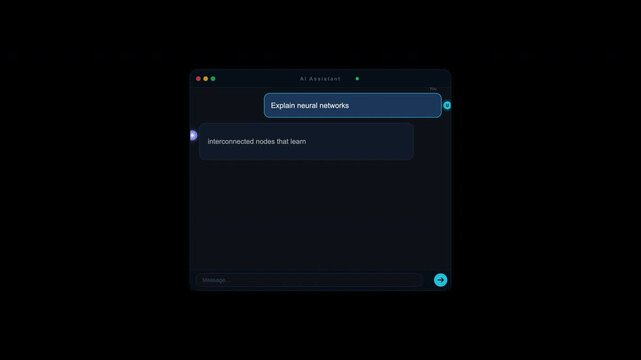 Dark mode chat interface from chatgpt site for tech blog, social media post, marketing material, or web design inspiration.