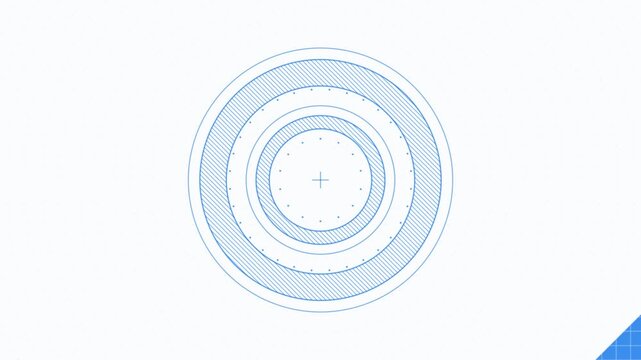 Abstract blue HUD circular animation with expanding interface and grid technology elements