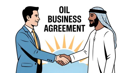 Fototapeta premium Two Businessmen Shaking Hands for Oil Business Agreement Outdoors