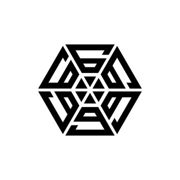 Powerful black geometric hexagonal logo with intricate interlocking patterns and star motif. Bold, symmetrical, and modern design featuring complex sacred geometry. Perfect for premium branding
