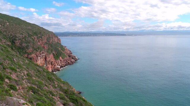 Scenic coastal cliffs and geology of Robberg Nature Reserve in Plettenberg Bay