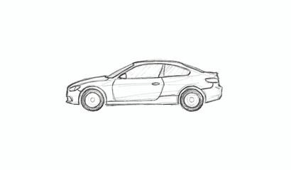 Fototapeta premium Hand drawn sketched car logo icon simple vehicle outline rough pencil style vector illustration