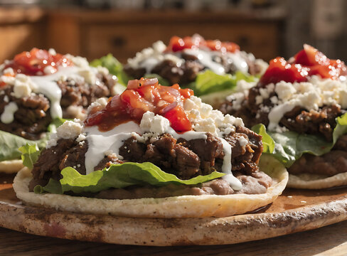 traditional colima thick sopes with beef lettuce salsa queso fresco