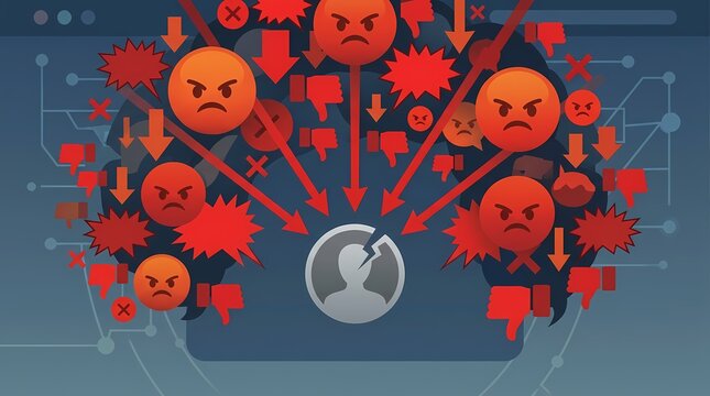 Online Harassment and Cyberbullying Concept Illustration.