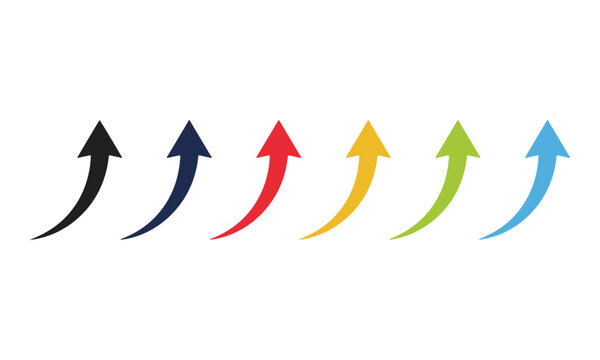 Rising Curved Arrow Icons Set for Business Growth and Success