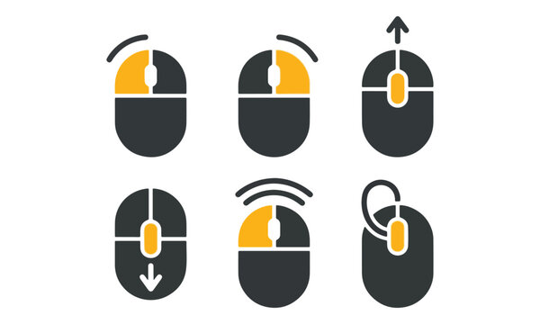Computer Mouse Interaction Icons for Click and Scroll Actions