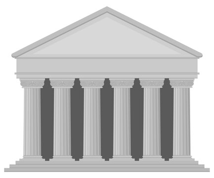 Ancient greek temple architecture symbolizing legal authority, banking heritage, historical education, and democratic foundations for institutional design. (cut out)