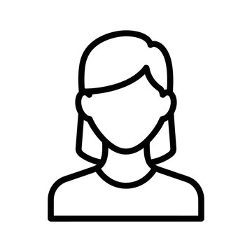Minimalist Casual Female User Avatar, Relaxed Woman Profile Picture Outline Icon