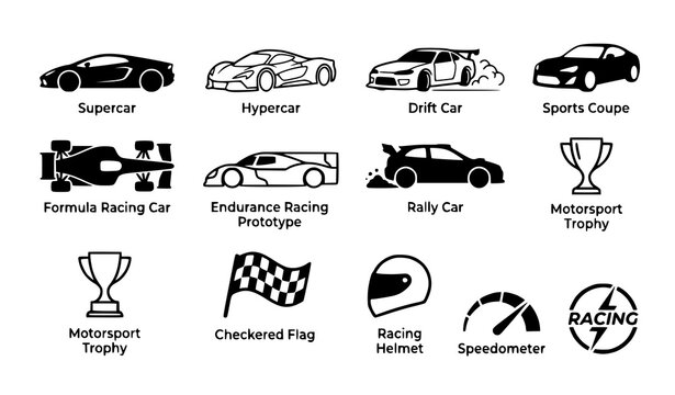 Sport car icon collection vector illustration isolated on white background