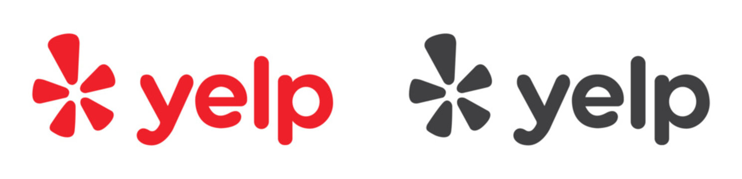 Yelp logo and wordmark variations on transparent background, Editorial Use Only