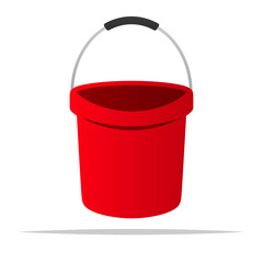 Cartoon red bucket vector isolated illustration © FARBAI