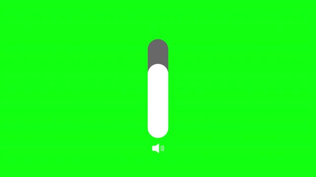 Animation of speaker volume on green background. Volume slider control animation Sound setting for audio level adjustment. 4K video.