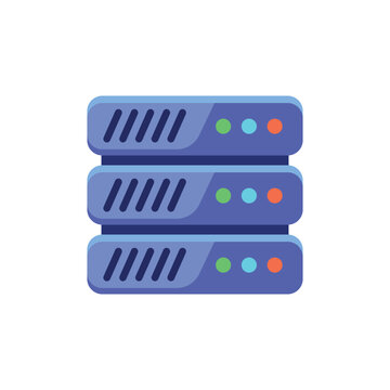 Modern Data Server Rack Flat Design Illustration